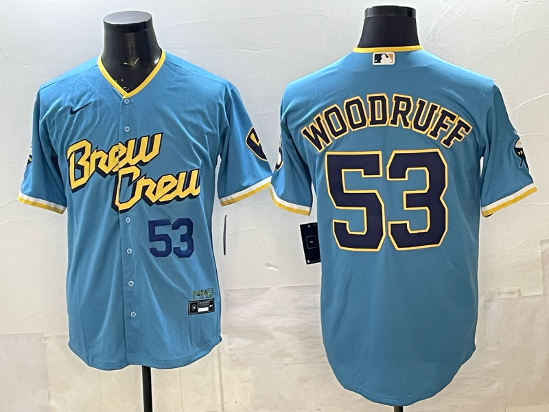 Men 2025 Milwaukee Brewers #53 Woodruff blue Game Nike MLB Jersey2026001->milwaukee brewers->MLB Jersey